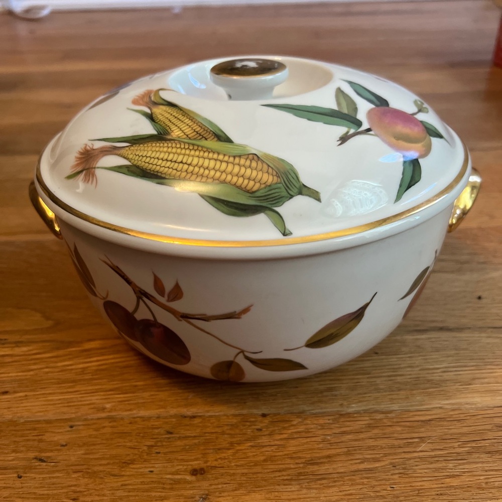 Vtg 1961 Royal Worcester Evesham Gold Covered Casserole Dish Shp23 Sz7 1/2